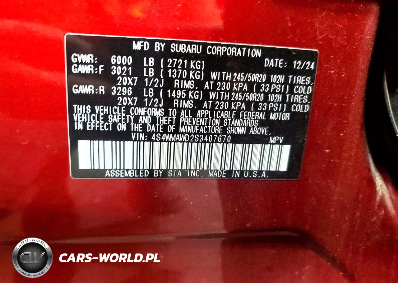 2025 Subaru Ascent Onyx Touring VIN:4S4WMAWD2S3407670 - 13