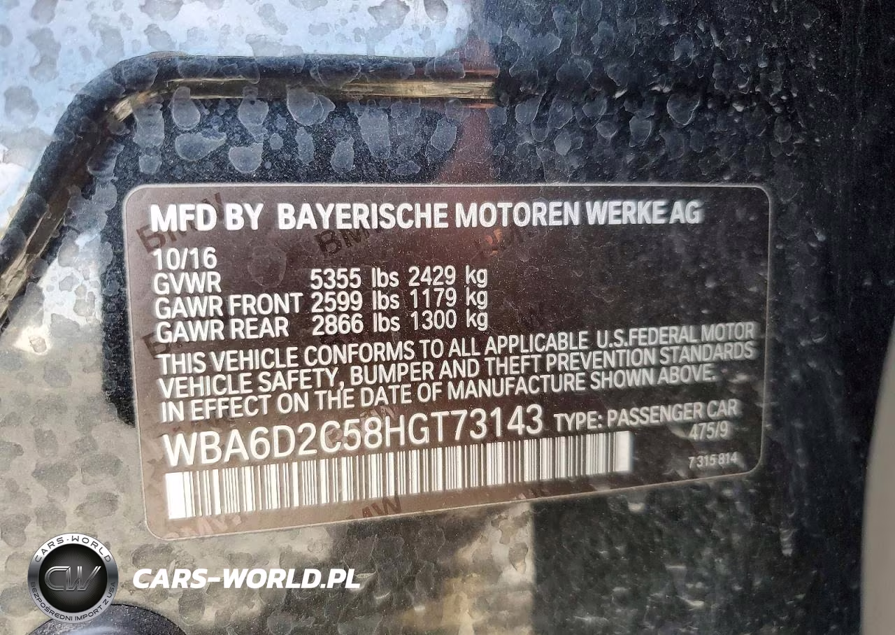 2017 BMW 640 Xi Gran Coupe VIN:WBA6D2C58HGT73143 - 12