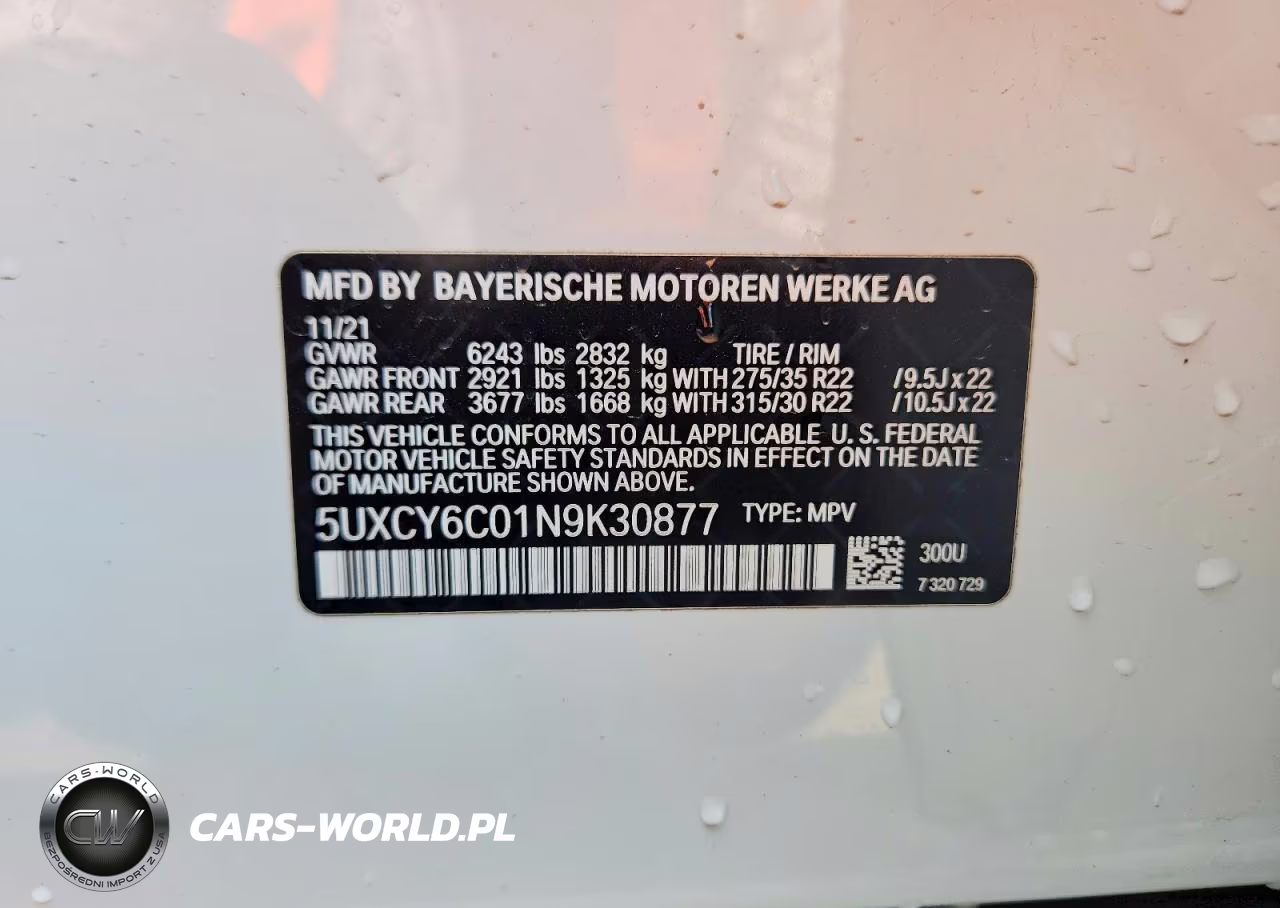 2022 BMW X6 xDrive40I VIN:5UXCY6C01N9K30877 - 13