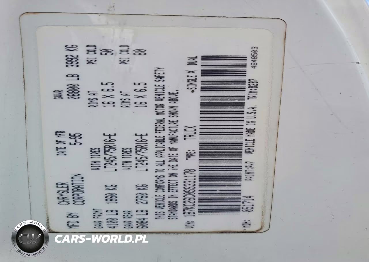 1995 Dodge Ram 2500 VIN:1B7KC26C0SS331178 - 12