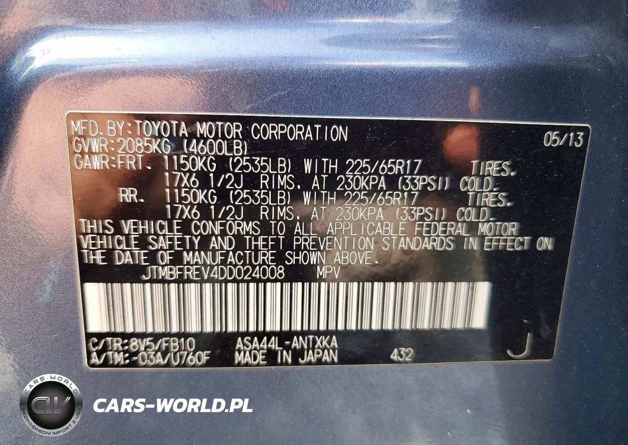2013 Toyota Rav4 Le VIN:JTMBFREV4DD024008 - 13