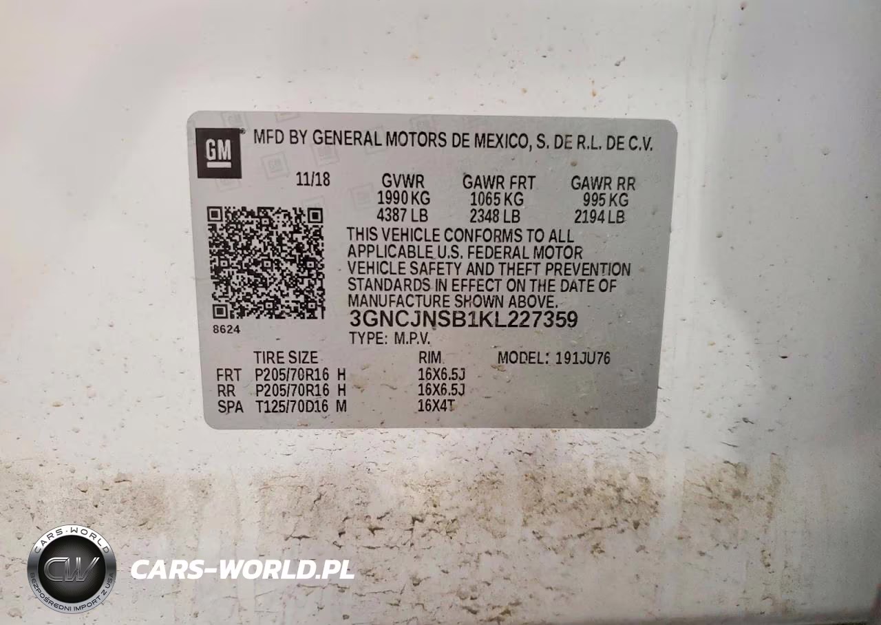 2019 Chevrolet Trax Ls VIN:3GNCJNSB1KL227359 - 12