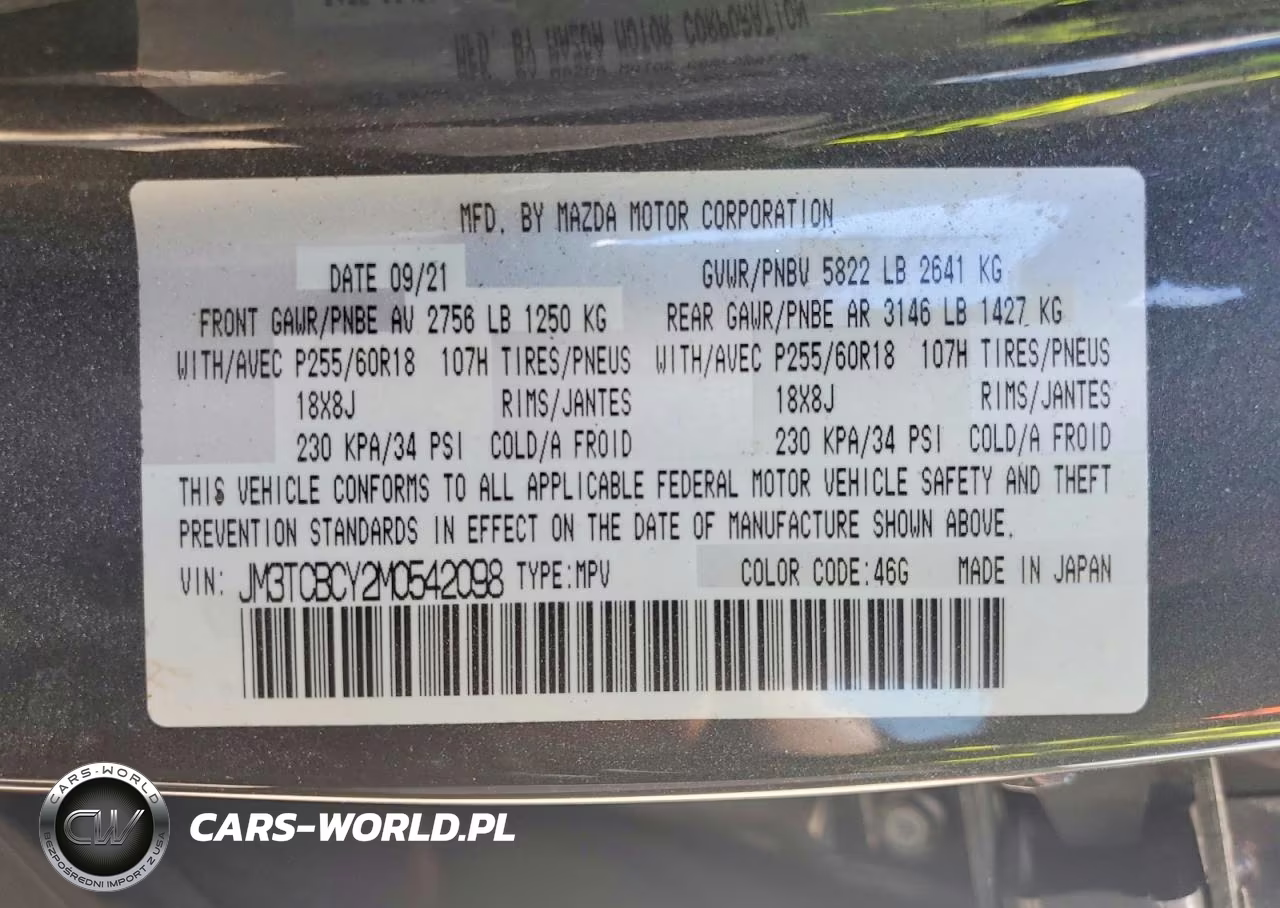 2021 Mazda Cx-9 Touring VIN:JM3TCBCY2M0542098 - 14