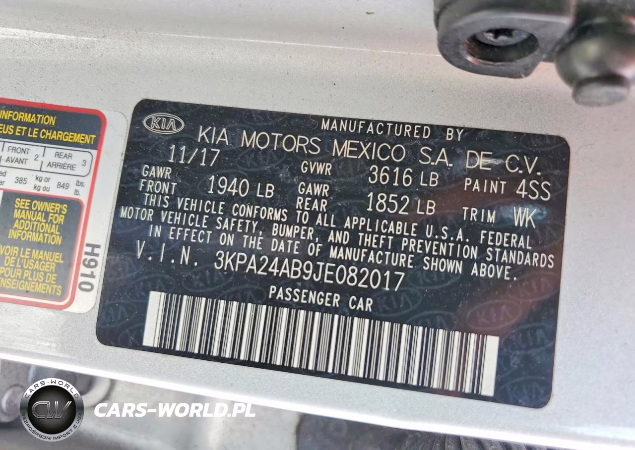2018 Kia Rio Lx VIN:3KPA24AB9JE082017 - 12