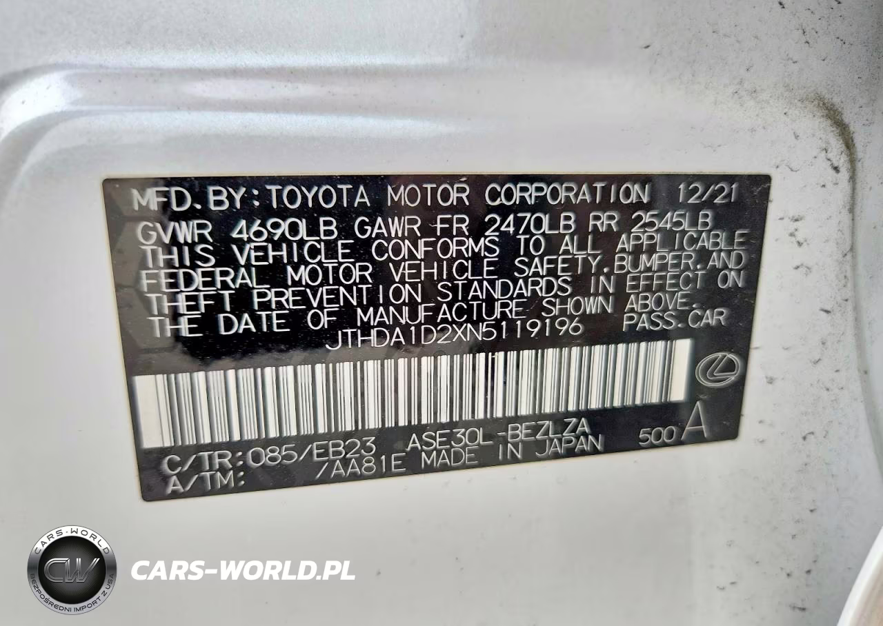 2022 Lexus Is 300 VIN:JTHDA1D2XN5119196 - 12