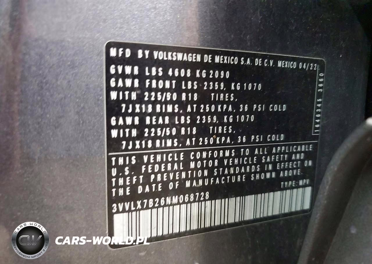2022 Volkswagen Taos Se Iq Drive VIN:3VVLX7B26NM068728 - 12