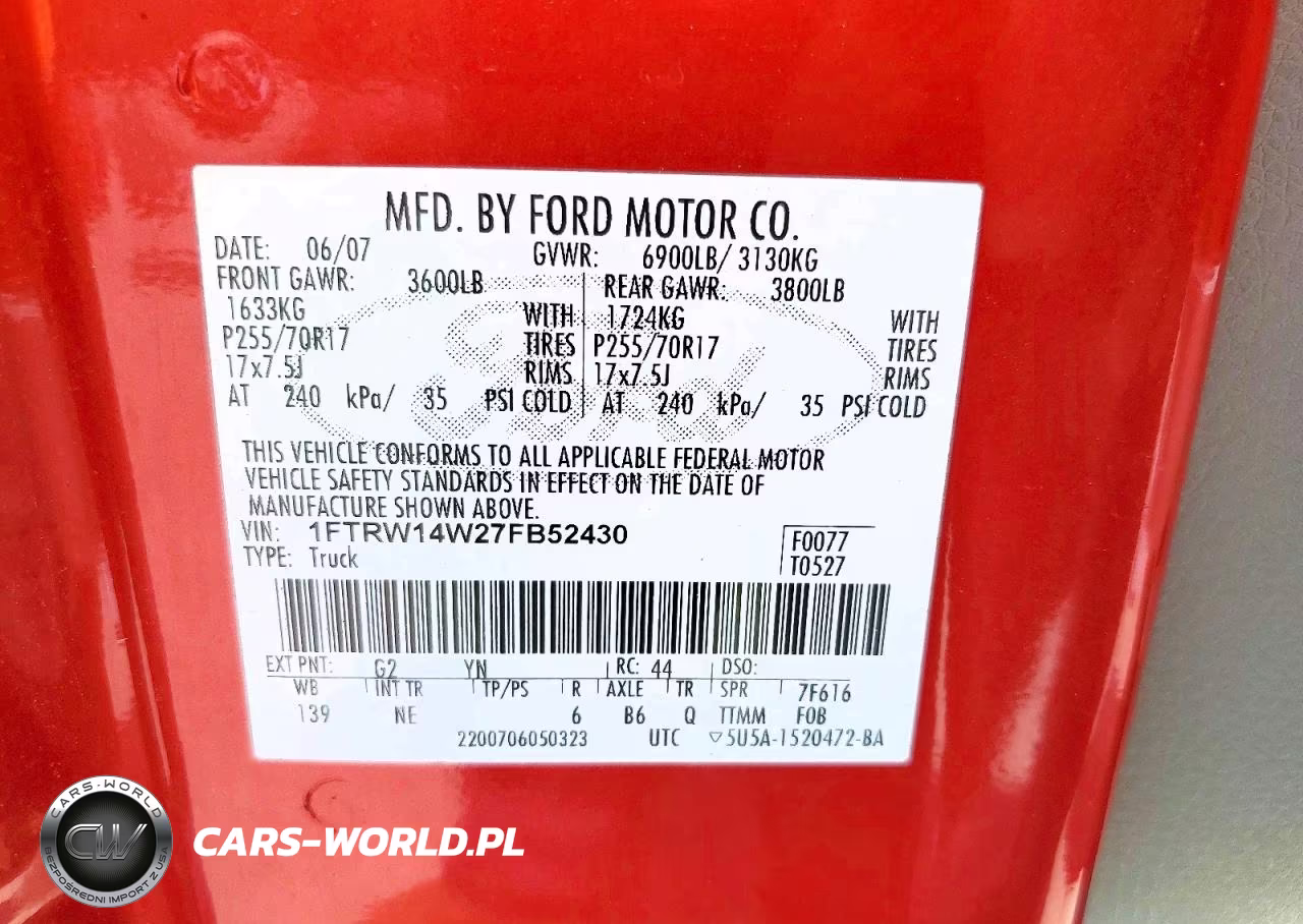 2007 Ford F150 Supercrew VIN:1FTRW14W27FB52430 - 12