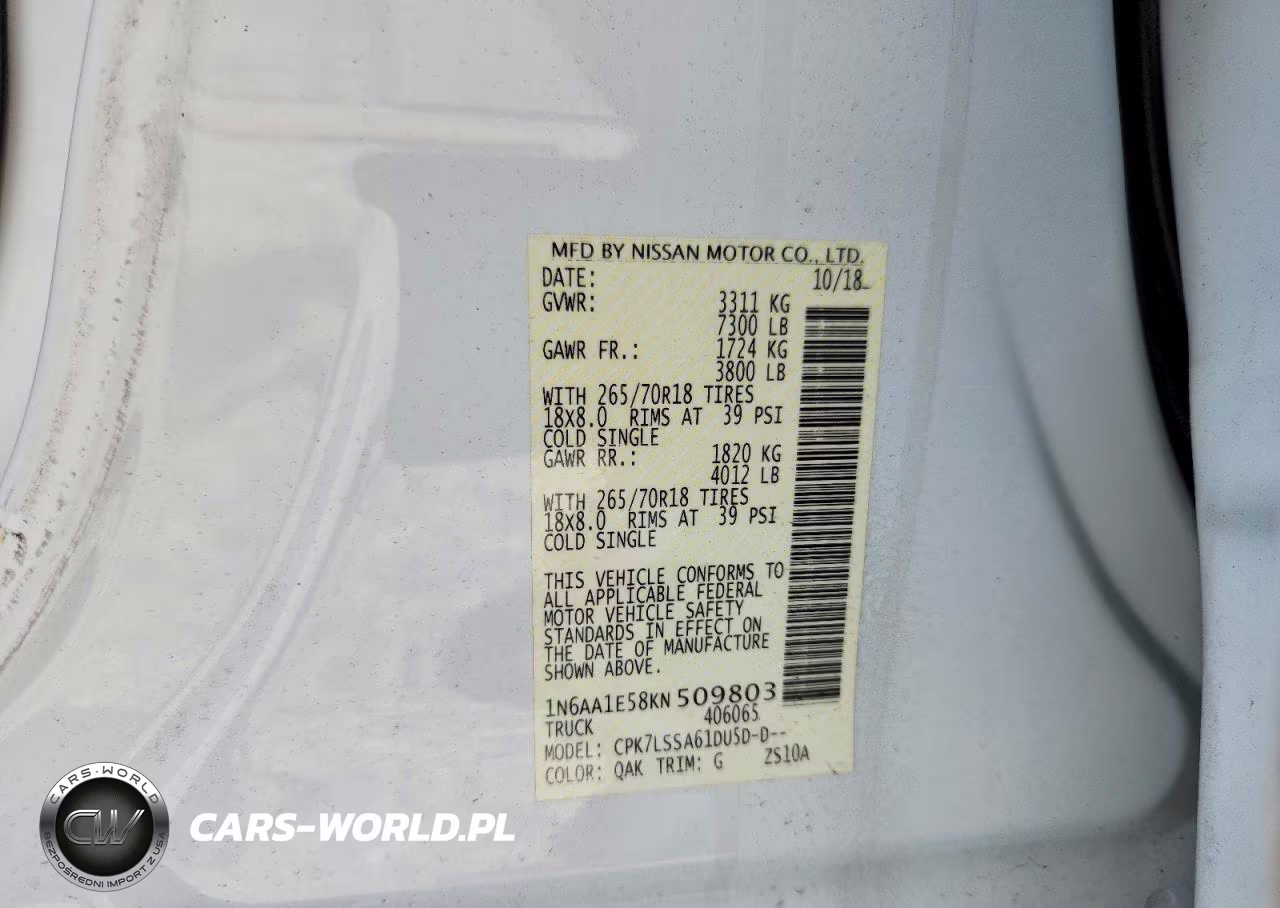 2019 Nissan Titan Sv VIN:1N6AA1E58KN509803 - 12
