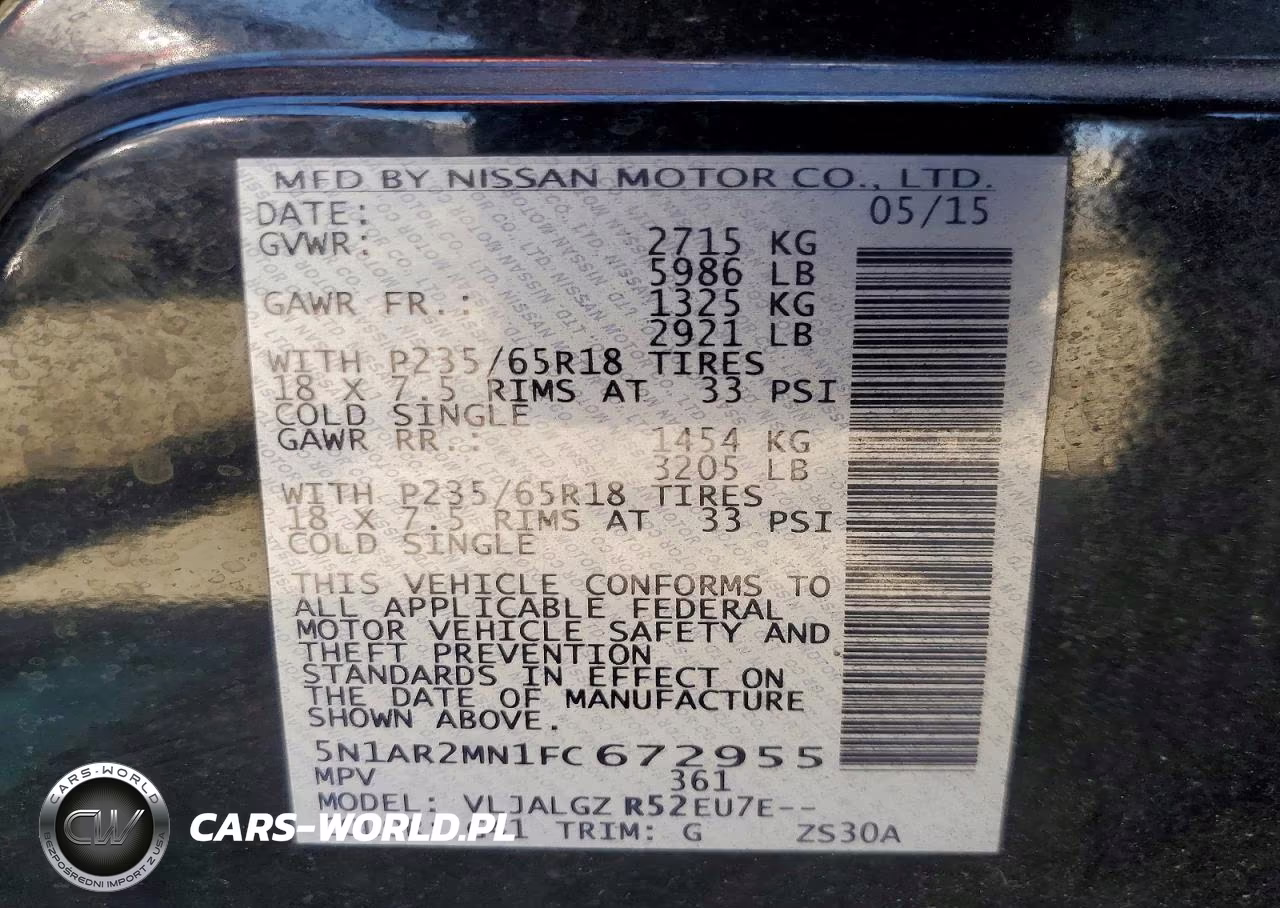 2015 Nissan Pathfinder Sl VIN:5N1AR2MN1FC672955 - 13