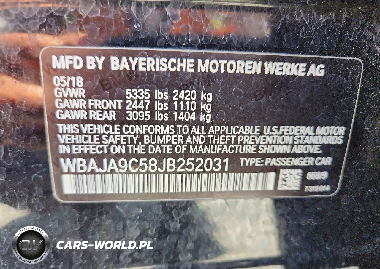 2018 BMW 530E VIN:WBAJA9C58JB252031 - 12