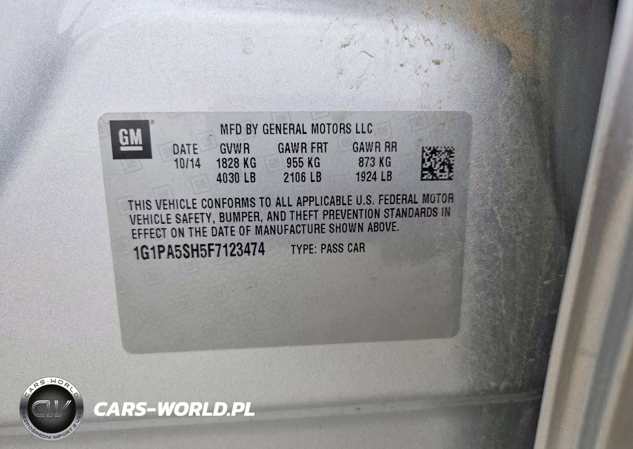 2015 Chevrolet Cruze Ls VIN:1G1PA5SH5F7123474 - 12