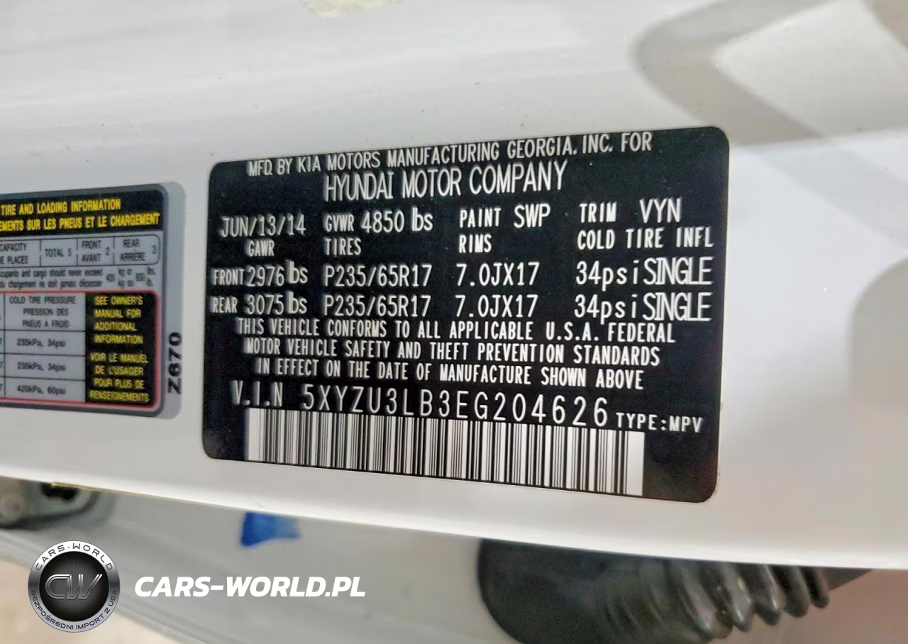 2014 Hyundai Santa Fe Sport 2.4L VIN:5XYZU3LB3EG204626 - 14