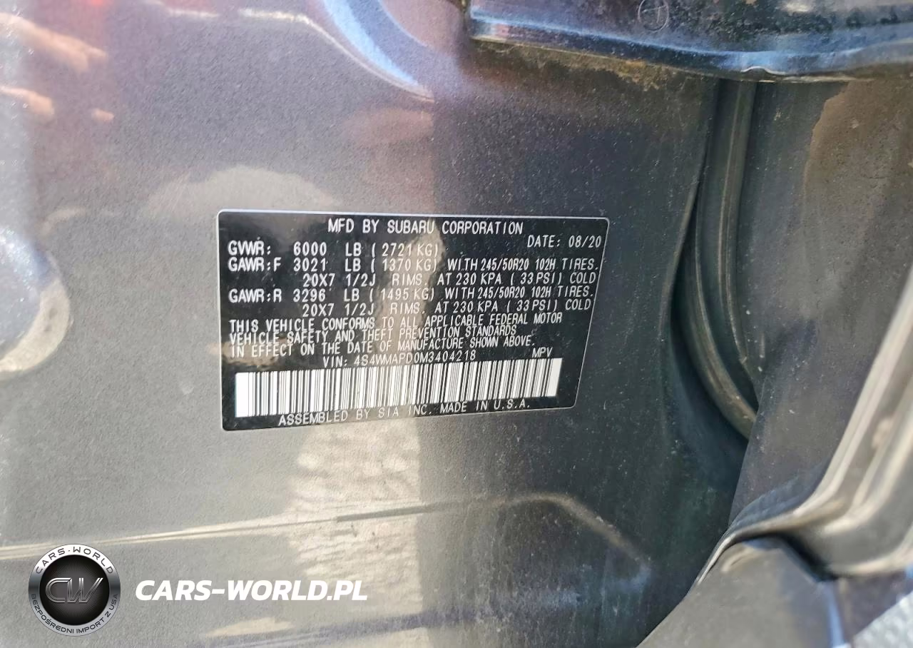 2021 Subaru Ascent Limited VIN:4S4WMAPD0M3404218 - 13