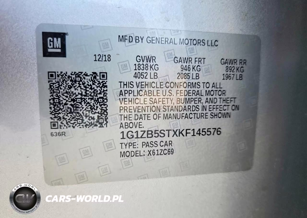 2019 Chevrolet Malibu Ls VIN:1G1ZB5STXKF145576 - 12
