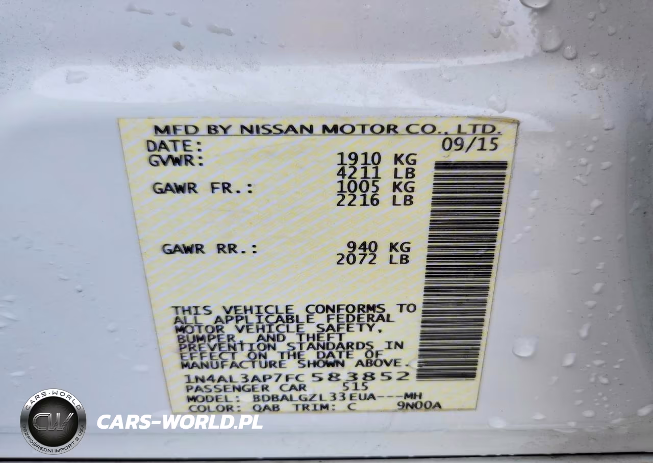 2015 NISSAN ALTIMA 2.5 VIN:1N4AL3AP7FC583852 - 12