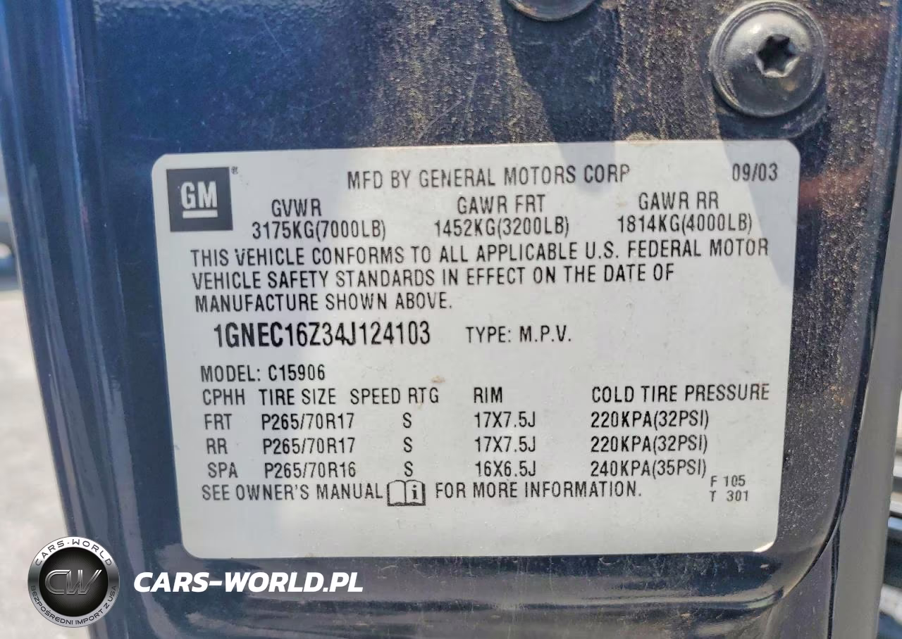 2004 Chevrolet Suburban C1500 VIN:1GNEC16Z34J124103 - 13