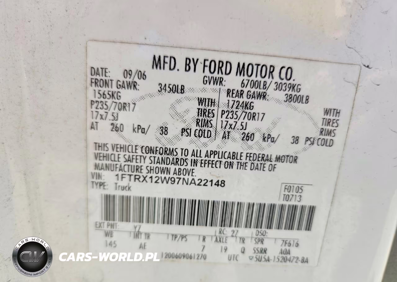 2007 Ford F150 VIN:1FTRX12W97NA22148 - 12