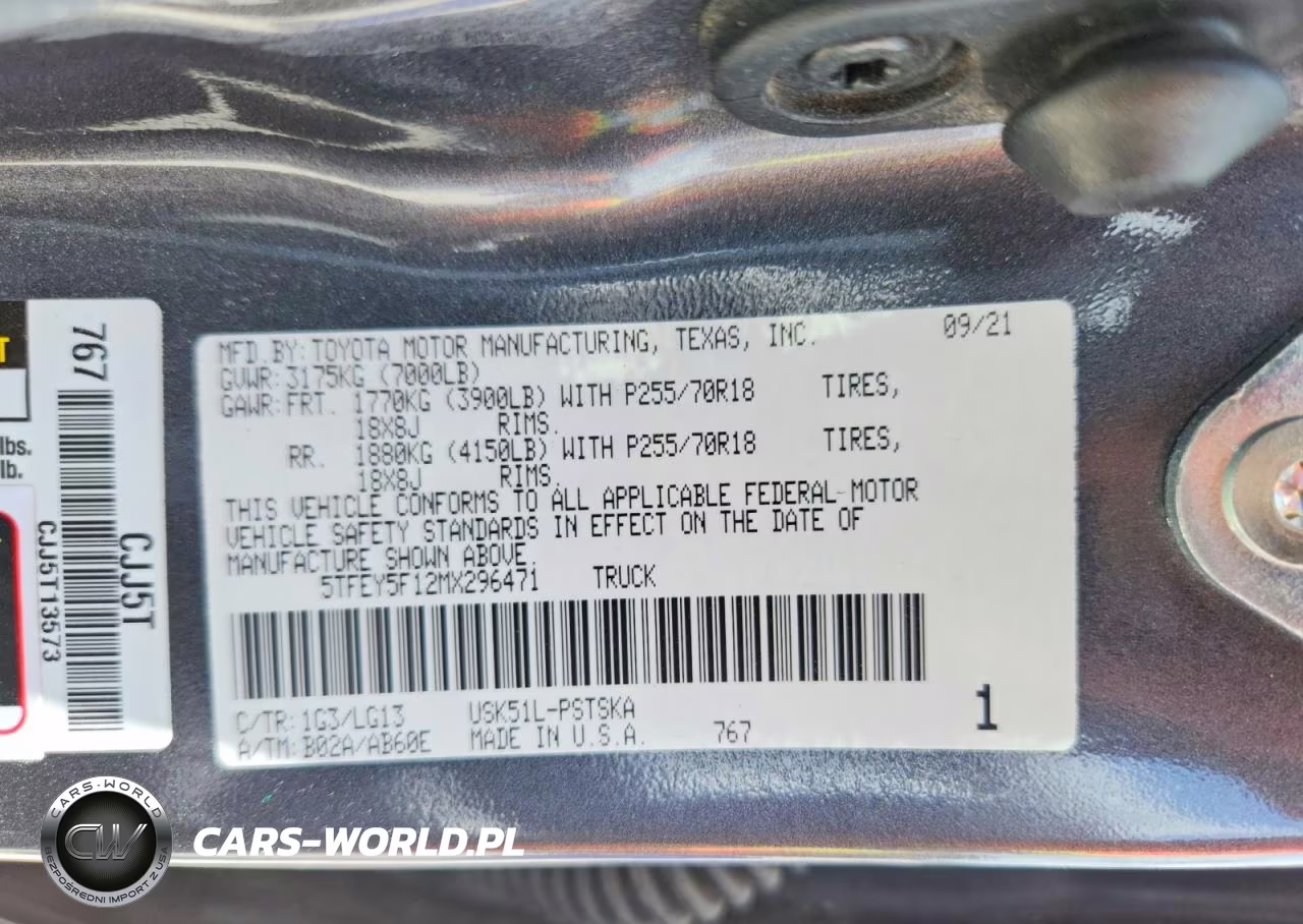 2021 Toyota Tundra Crewmax Sr5 VIN:5TFEY5F12MX296471 - 12