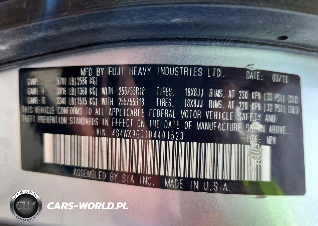 2013 Subaru Tribeca Limited VIN:4S4WX9GD1D4401523 - 13