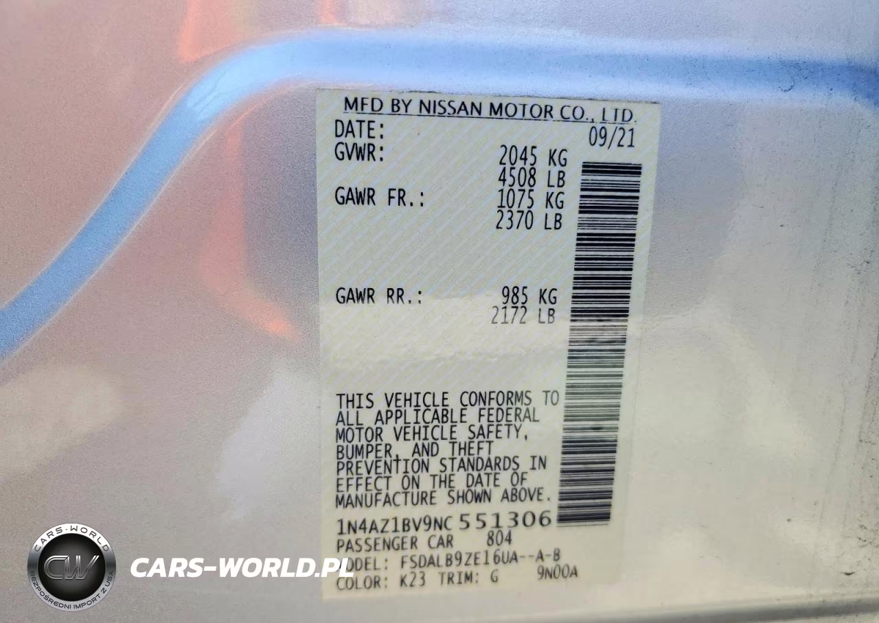 2022 Nissan Leaf S VIN:1N4AZ1BV9NC551306 - 12