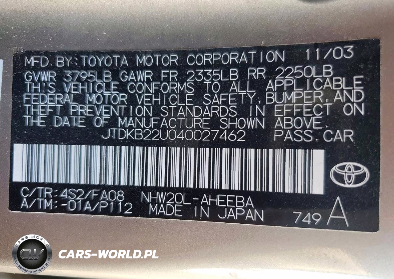 2004 Toyota Prius Base VIN:JTDKB22U040027462 - 12