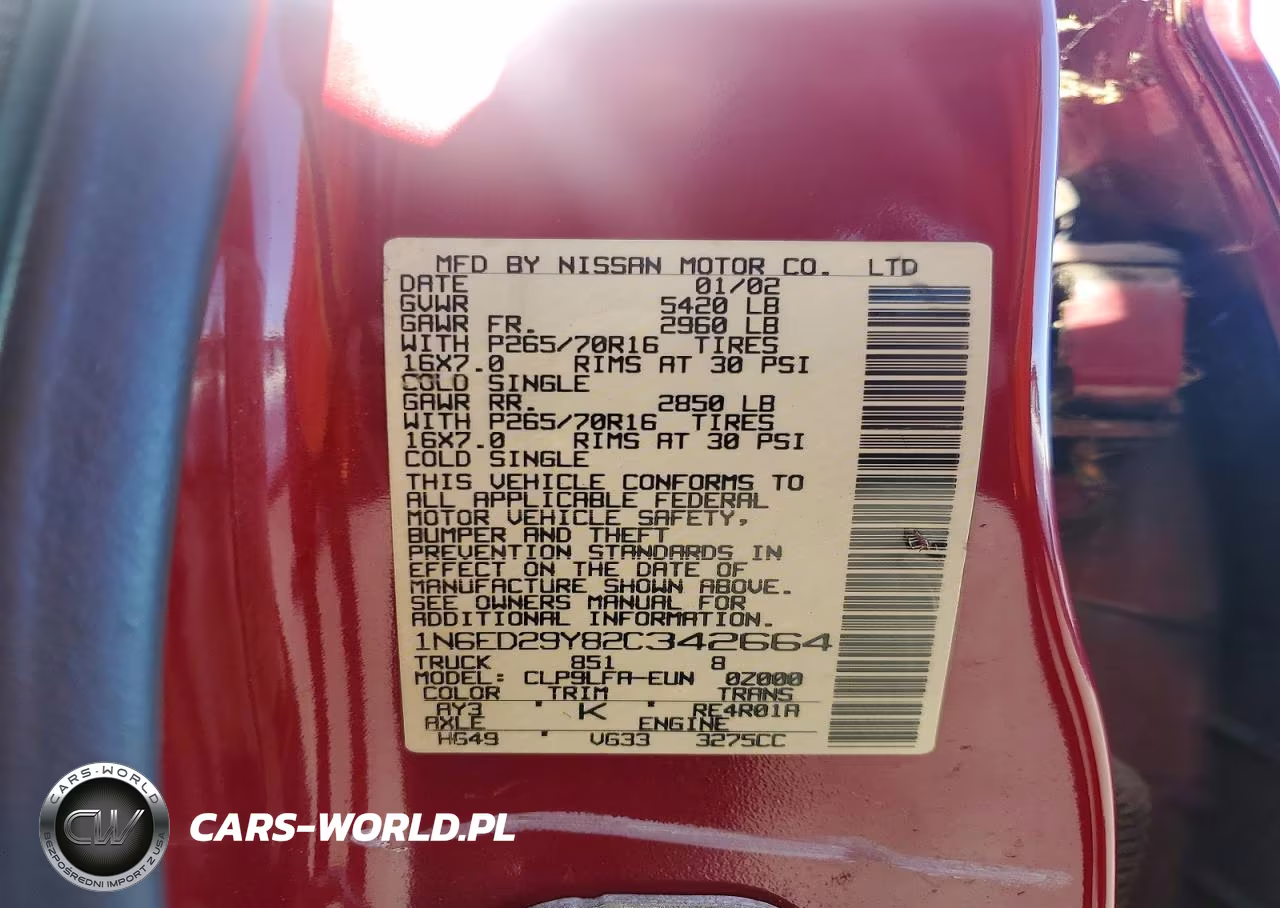 2002 Nissan Frontier Xe-V6 VIN:1N6ED29Y82C342664 - 12