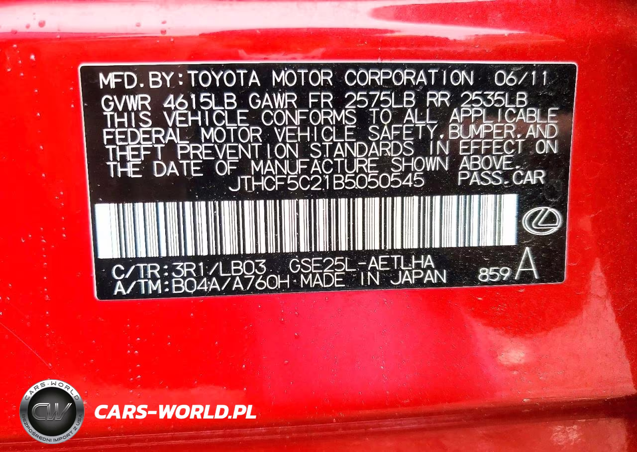 2011 Lexus Is 250 VIN:JTHCF5C21B5050545 - 12