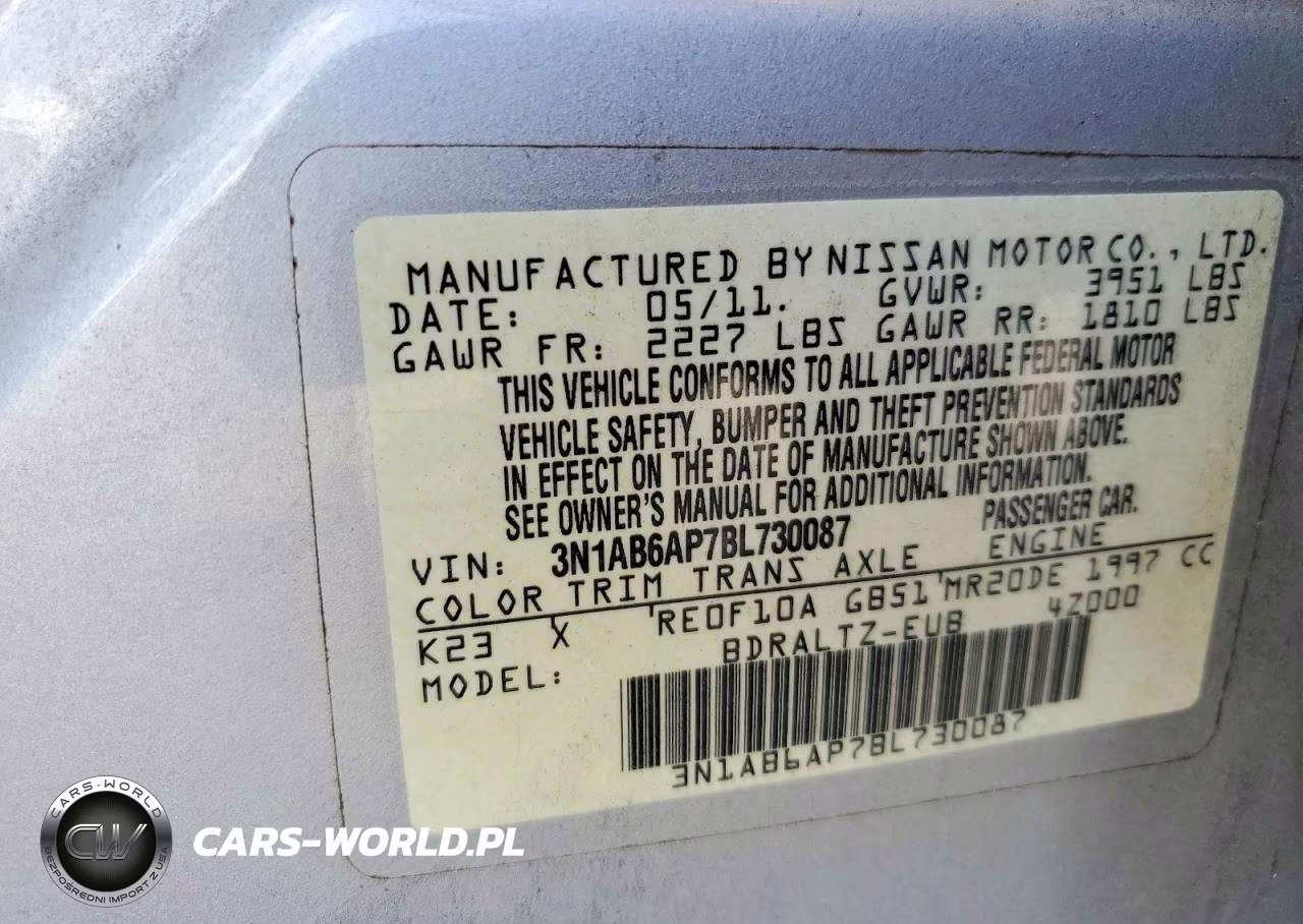 2011 Nissan Sentra 2.0 VIN:3N1AB6AP7BL730087 - 12