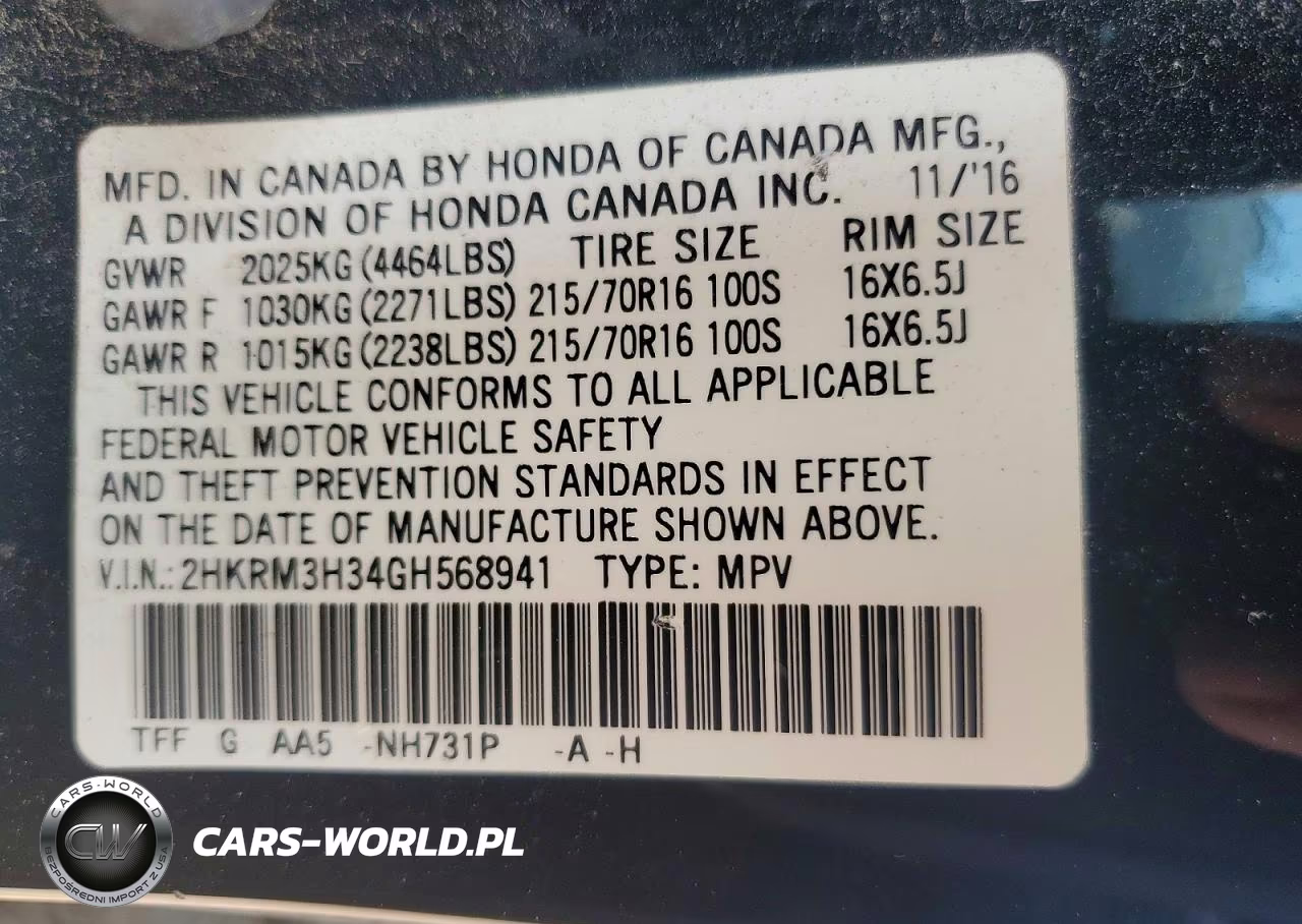 2016 Honda Cr-V Lx VIN:2HKRM3H34GH568941 - 13