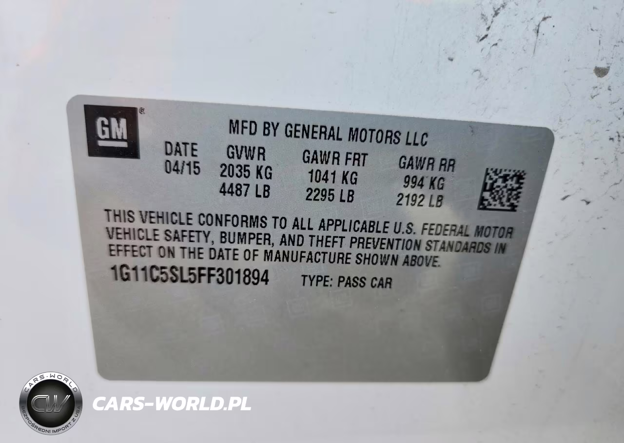 2015 Chevrolet Malibu 1Lt VIN:1G11C5SL5FF301894 - 12