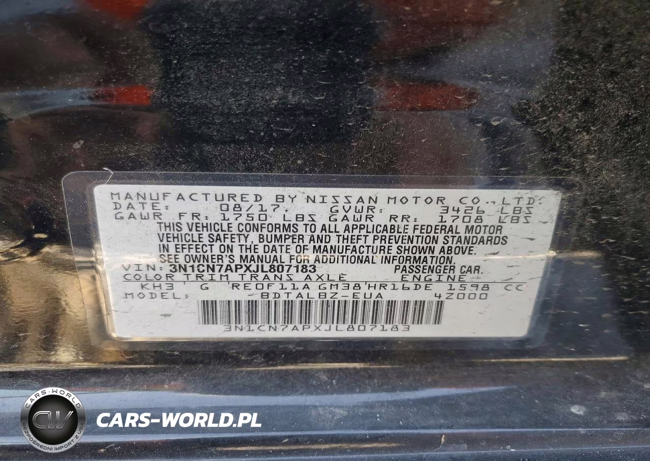 2018 Nissan Versa Sv VIN:3N1CN7APXJL807183 - 12