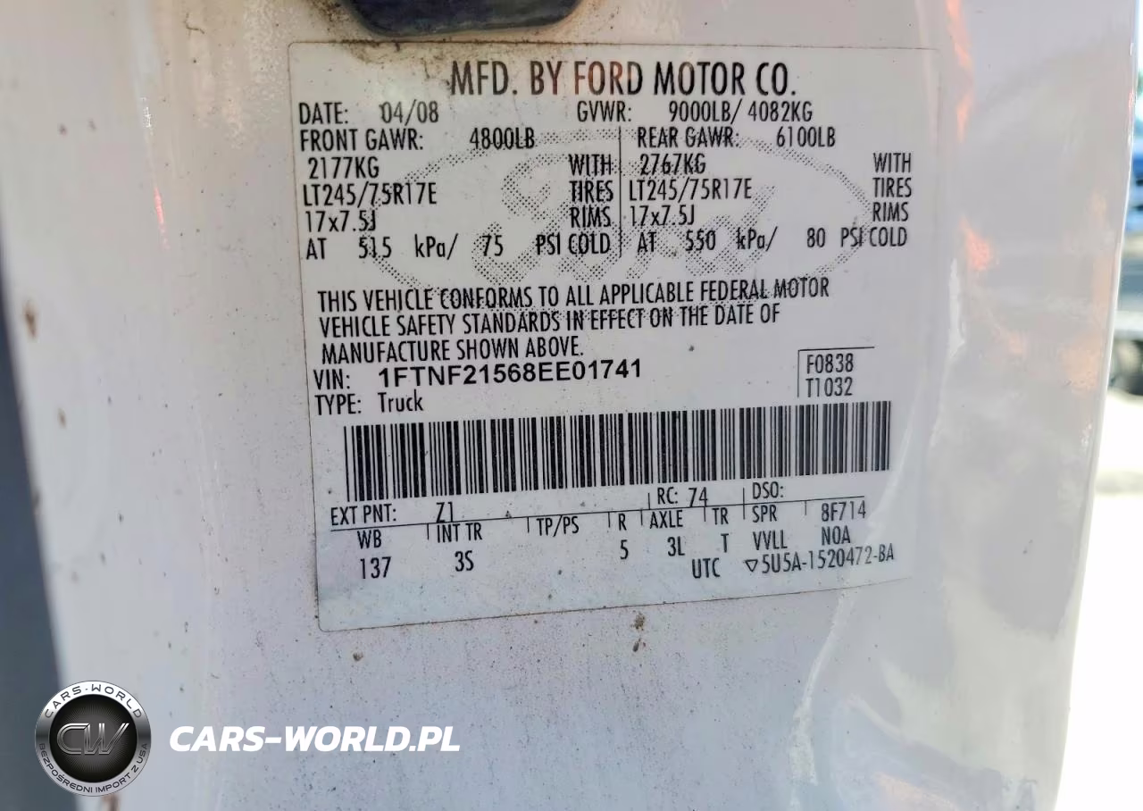 2008 Ford F250 Super Duty VIN:1FTNF21568EE01741 - 13