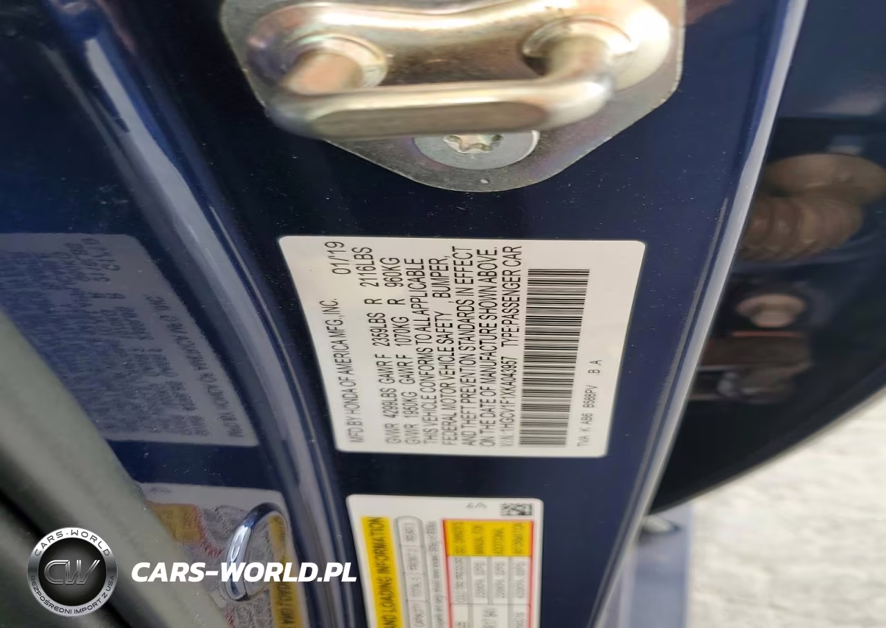 2019 Honda Accord Lx VIN:1HGCV1F1XKA043957 - 12