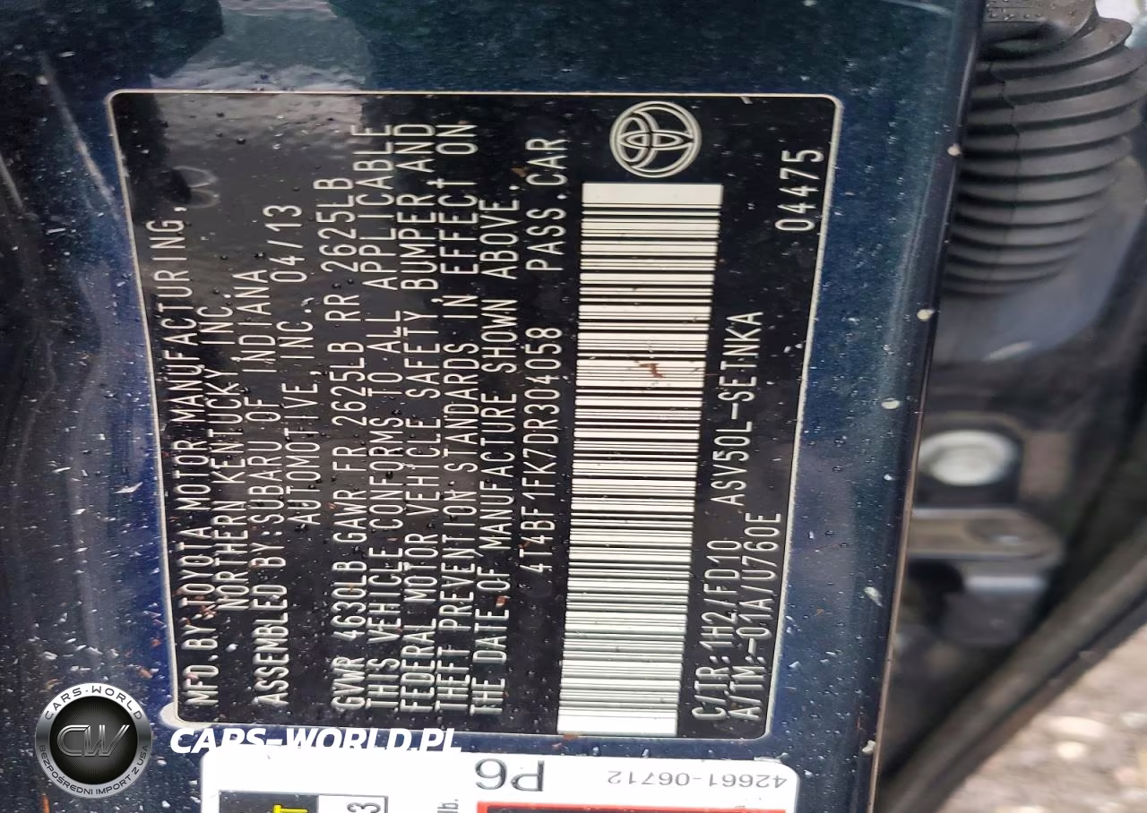 2013 Toyota Camry Le VIN:4T4BF1FK7DR304058 - 13