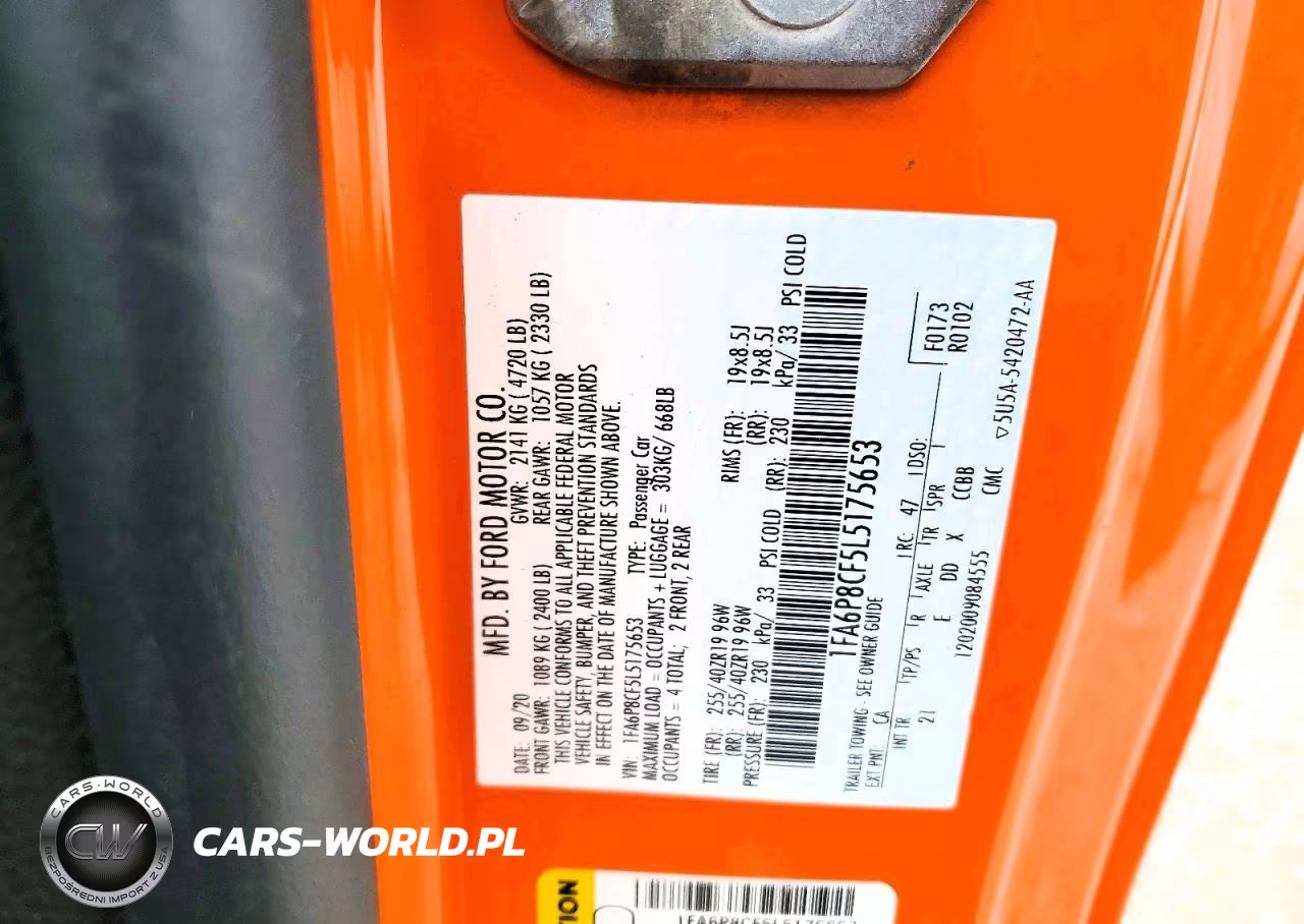 2020 Ford Mustang Gt VIN:1FA6P8CF5L5175653 - 12