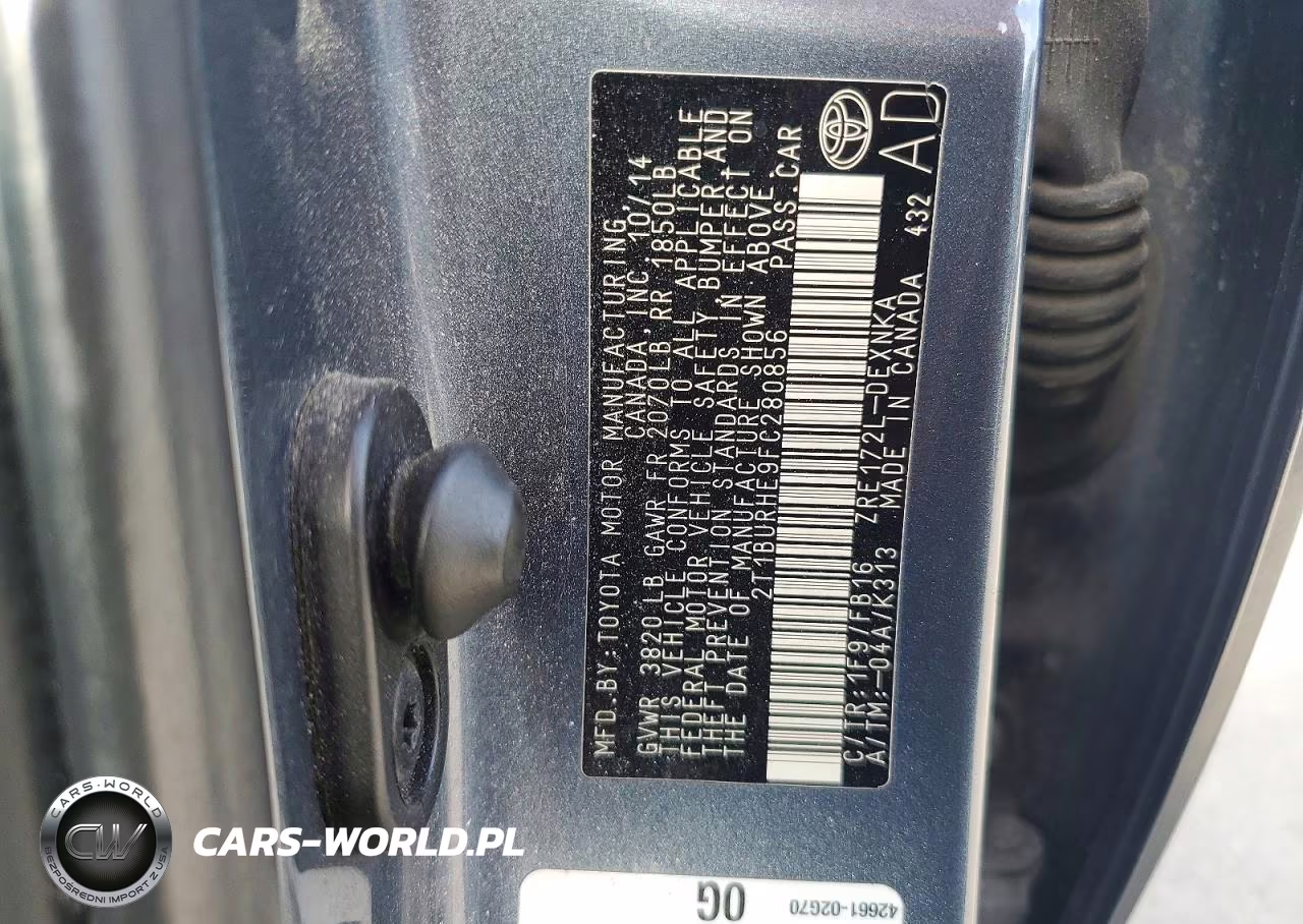 2015 Toyota Corolla L VIN:2T1BURHE9FC280856 - 12