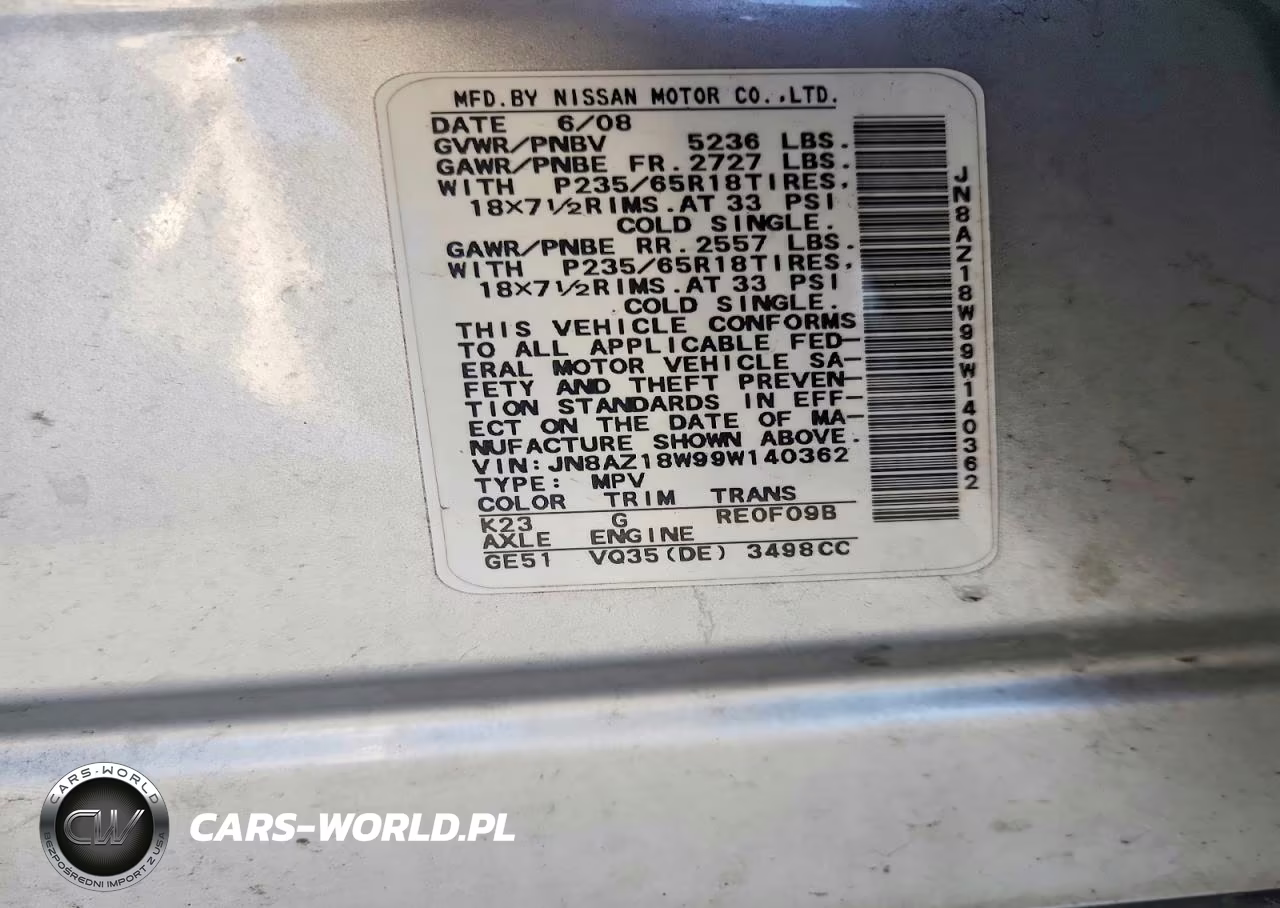 2009 Nissan Murano S VIN:JN8AZ18W99W140362 - 13