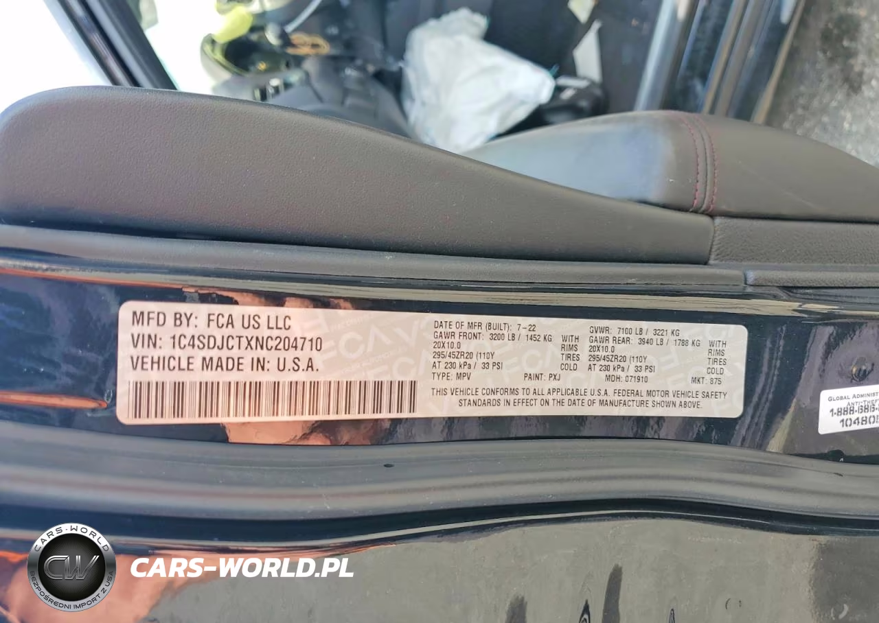 2022 Dodge Durango R-T VIN:1C4SDJCTXNC204710 - 13