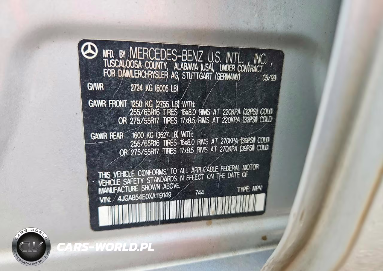 1999 Mercedes-Benz Ml 320 VIN:4JGAB54E0XA119149 - 13
