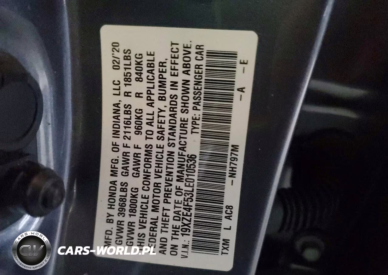 2020 Honda Insight Ex VIN:19XZE4F53LE010536 - 12