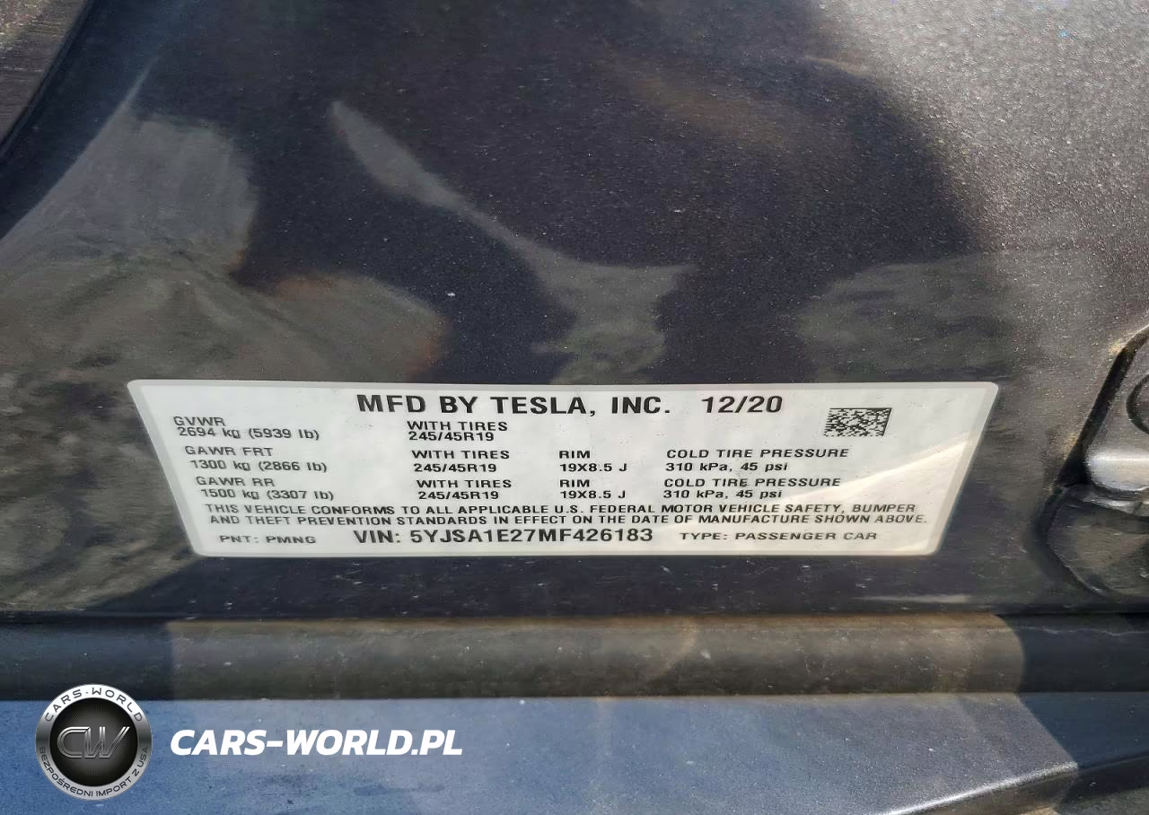 2021 Tesla Model S VIN:5YJSA1E27MF426183 - 12