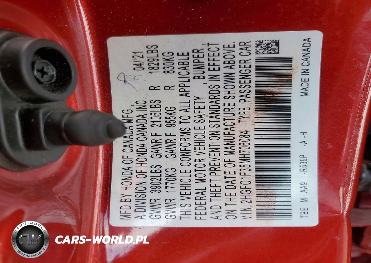 HONDA CIVIC EX VIN:2HGFC1F35MH706084 - 12