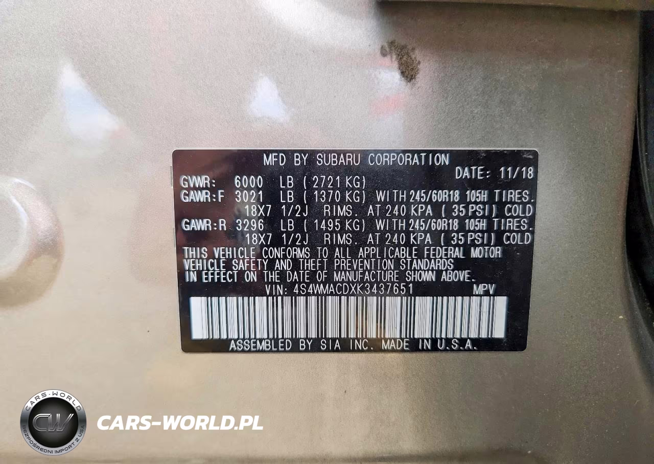 2019 Subaru Ascent Premium VIN:4S4WMACDXK3437651 - 13