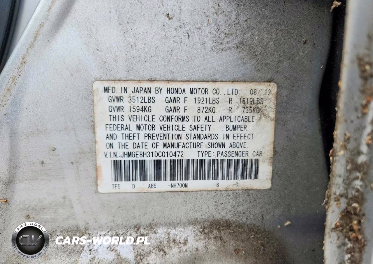 2013 Honda Fit Automa VIN:JHMGE8H31DC010472 - 12