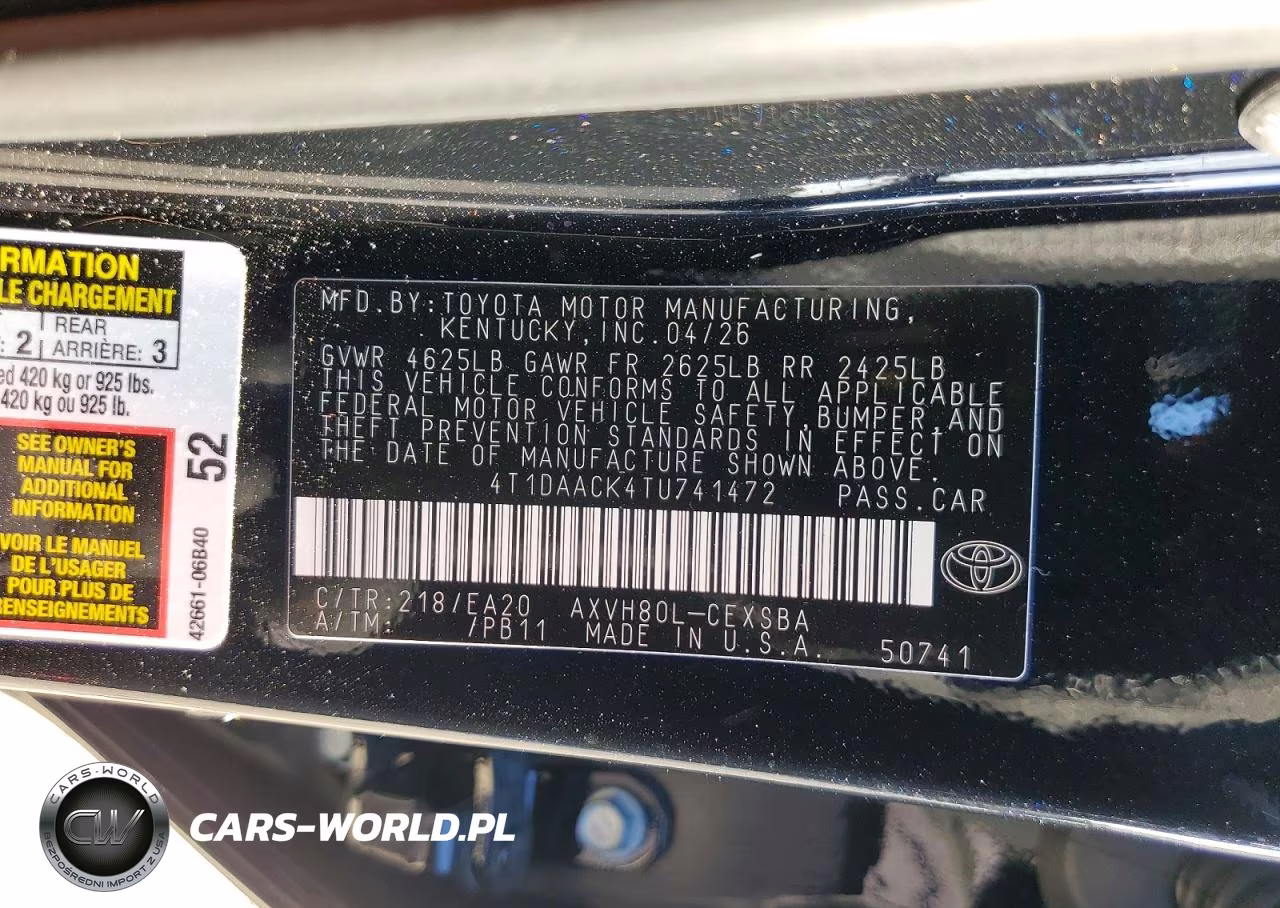 2026 Toyota Camry Se VIN:4T1DAACK4TU741472 - 12