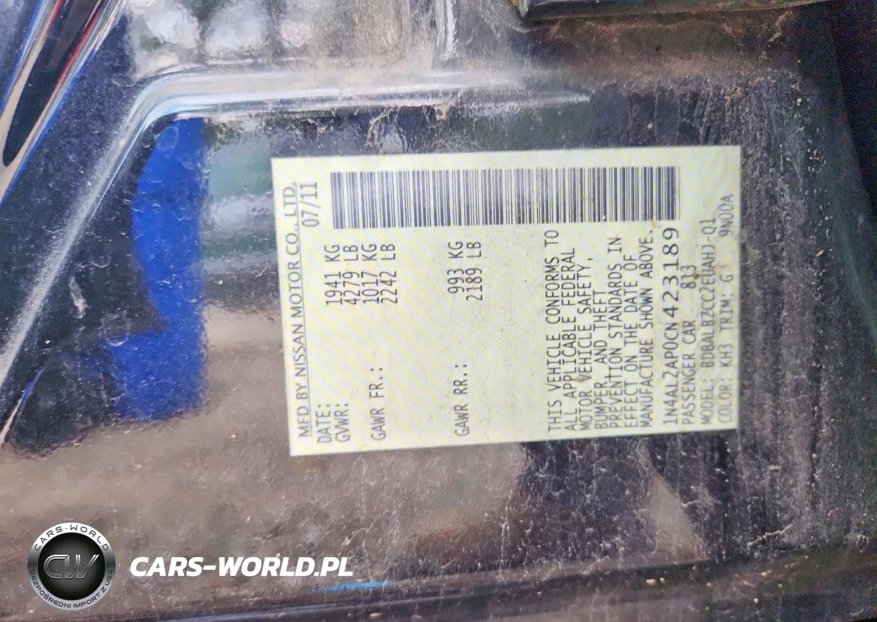 2012 Nissan Altima 2.5 VIN:1N4AL2AP0CN423189 - 12