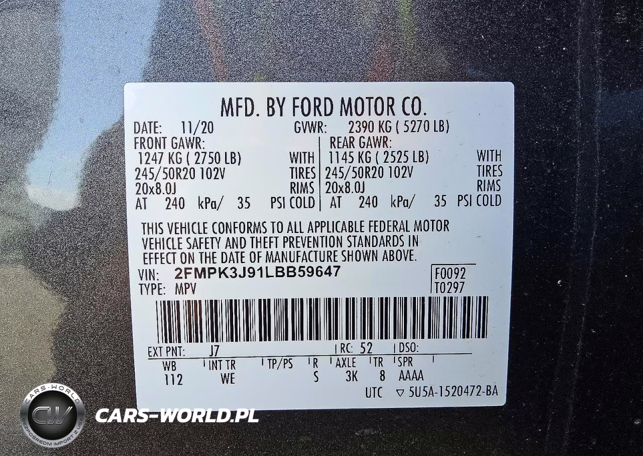 2020 Ford Edge Sel VIN:2FMPK3J91LBB59647 - 13