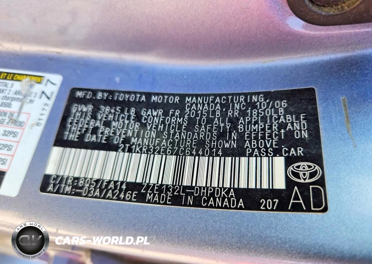 2007 Toyota Corolla Matrix Xr VIN:2T1KR32E67C644014 - 12
