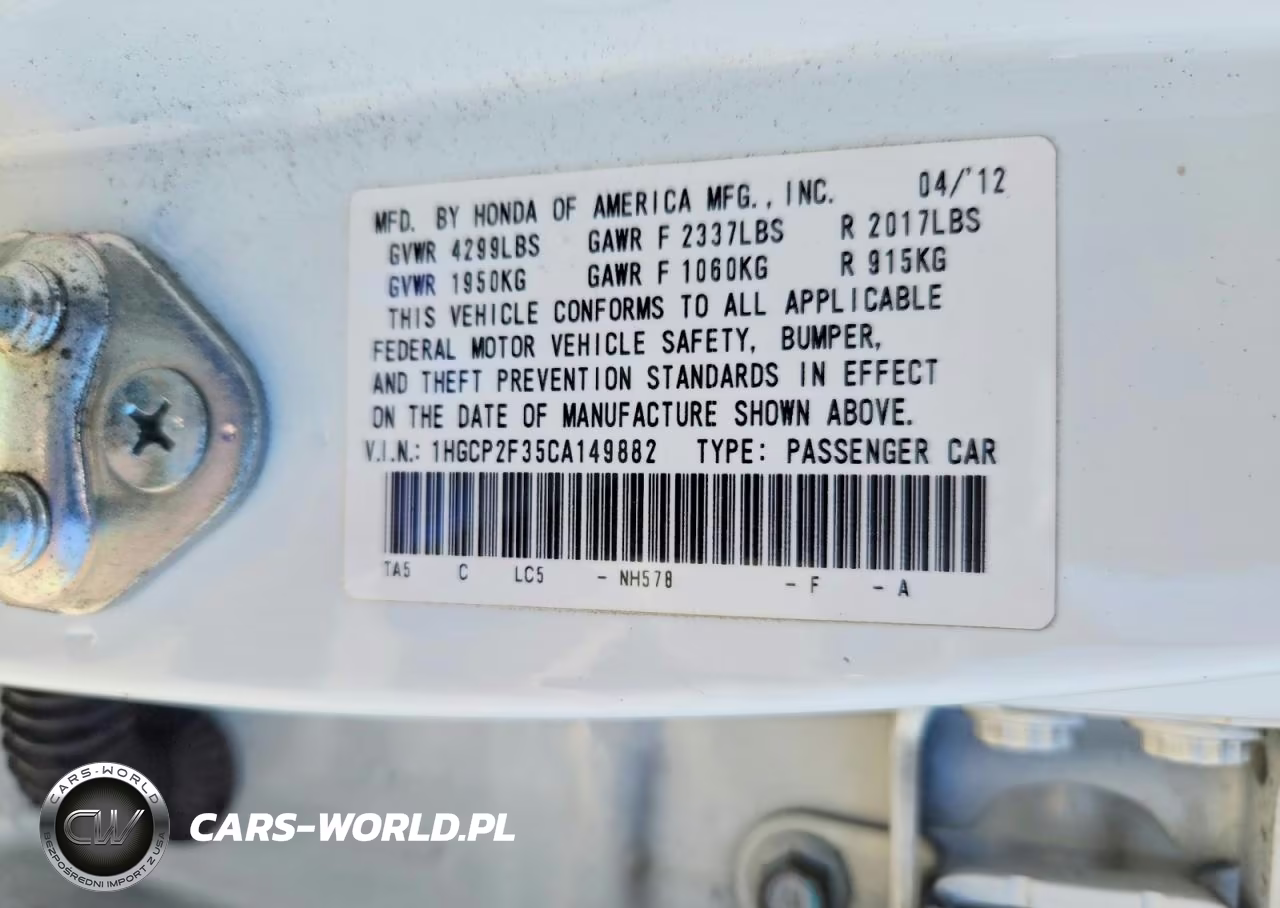 2012 Honda Accord Lx VIN:1HGCP2F35CA149882 - 12