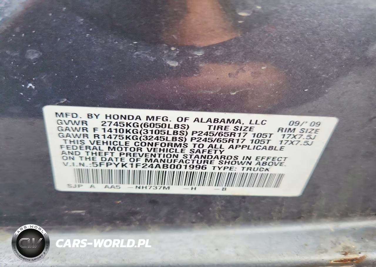 2010 Honda Ridgeline Rt VIN:5FPYK1F24AB001996 - 13